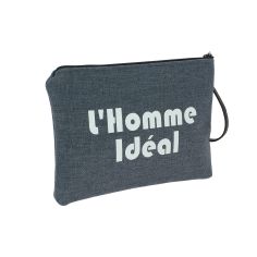 Pochette de toilette bleu jeans, Homme idéal, confectionnée en France Emmanuel Création