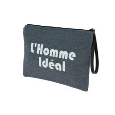 Pochette de toilette bleu jeans, Homme idéal, confectionnée en France Emmanuel Création 2