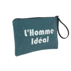 Pochette de toilette pétrole, Homme idéal, confectionnée en France Emmanuel Création