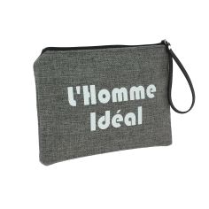 Pochette de toilette gris souris, Homme idéal, confectionnée en France Emmanuel Création