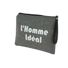 Pochette de toilette gris souris, Homme idéal, confectionnée en France Emmanuel Création 2