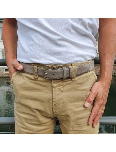 Ceinture daim Alaska, gris taupe Tony & Paul