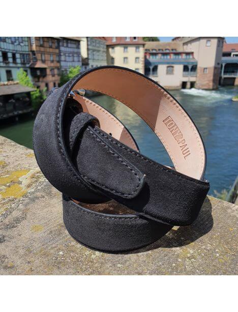 Ceinture daim Alaska, noir charbon Tony & Paul