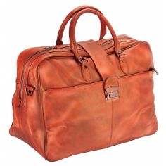 Sac De Voyage En Cuir Vintage rouge clair, Raimondo. Tony Et Paul. Tony & Paul