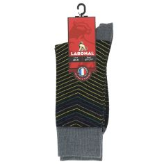Mi-chaussette anthracite en laine, Chevrons Rétro, Labonal. Labonal 2