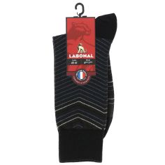 Mi-chaussette marron en laine, Chevrons Rétro, Labonal. Labonal 2