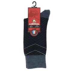 Mi-chaussette noire en laine, Chevrons Rétro, Labonal. Labonal 2