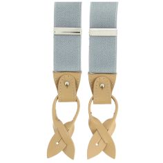 Bretelle 3 attaches Hercule, gris clair. Cuir marron clair Tony & Paul