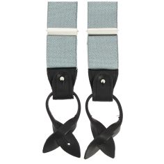 Bretelle 3 attaches Hercule, gris clair. Cuir noir Tony & Paul