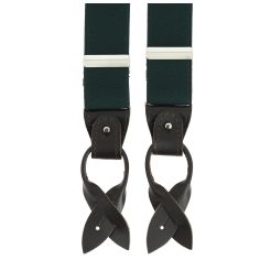 Bretelle 3 attaches Hercule, vert. Cuir Marron foncé Tony & Paul