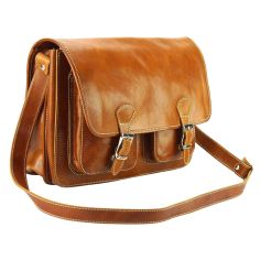 Sac Messager, en Cuir Marron clair, Pamela. Tony et Paul. Tony & Paul