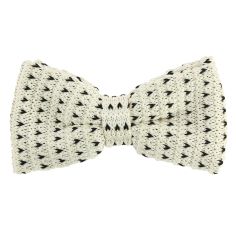 Noeud papillon tricot mini-coeurs crème Clj Charles Le Jeune