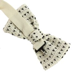 Noeud papillon tricot mini-coeurs crème Clj Charles Le Jeune 2