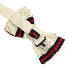 Noeud papillon tricot preppy aviron crème bleu rouge Clj Charles Le Jeune 2