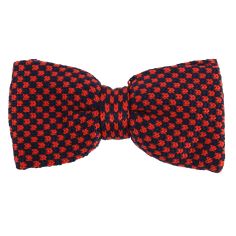 Noeud papillon tricot carrés marine et rouge Clj Charles Le Jeune