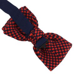 Noeud papillon tricot carrés marine et rouge Clj Charles Le Jeune 2