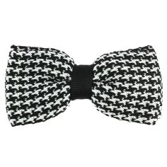 Noeud papillon tricot Pied de poule noir et blanc Clj Charles Le Jeune