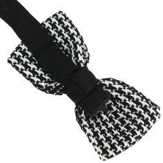 Noeud papillon tricot Pied de poule noir et blanc Clj Charles Le Jeune 2