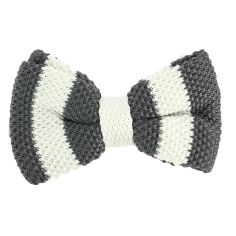 Noeud papillon tricot preppy aviron gris blanc Clj Charles Le Jeune