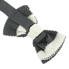 Noeud papillon tricot preppy aviron gris blanc Clj Charles Le Jeune 2