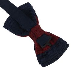 Noeud papillon tricot Stelvio Marine et Bordeaux Clj Charles Le Jeune 2