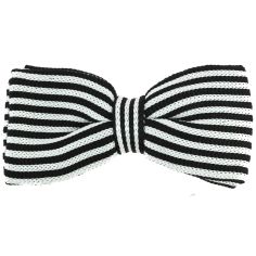 Noeud papillon tricot Stripe marron et blanc Clj Charles Le Jeune