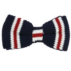 Noeud papillon tricot America marine blanc rouge Clj Charles Le Jeune
