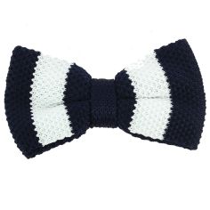 Noeud papillon tricot White star line, marine et blanc Clj Charles Le Jeune