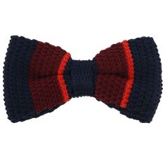 Noeud papillon tricot Estelle, marine bordeaux orange Clj Charles Le Jeune