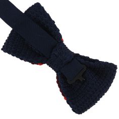 Noeud papillon tricot Estelle, marine bordeaux orange Clj Charles Le Jeune 2