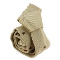 Cravate Tricot maille très fine Stella, café, étoiles brodées blanches Clj Charles Le Jeune