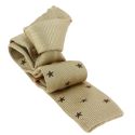 Cravate Tricot maille très fine Stella, café, étoiles brodées blanches Clj Charles Le Jeune