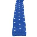 Cravate Tricot maille très fine Stella, bleu, étoiles brodées blanches Clj Charles Le Jeune
