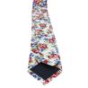 Cravate Liberty en coton, Fleurs roses et bleues fond blanc Clj Charles Le Jeune