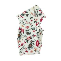 Cravate Liberty en coton, Fleurs roses feuilles vertes, fond blanc. Clj Charles Le Jeune