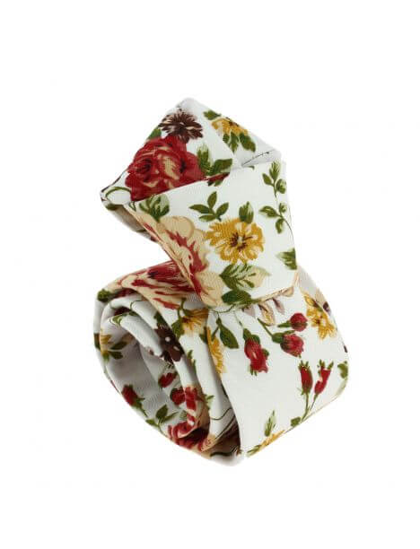 Cravate Liberty en coton, Pivoine rouge Clj Charles Le Jeune