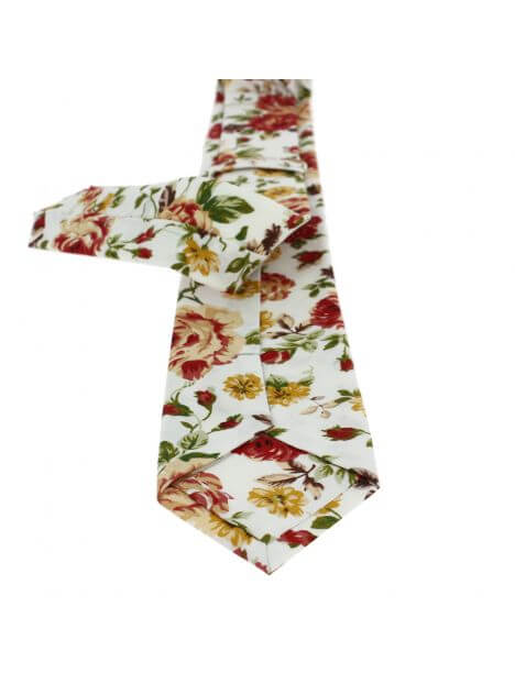 Cravate Liberty en coton, Pivoine rouge Clj Charles Le Jeune