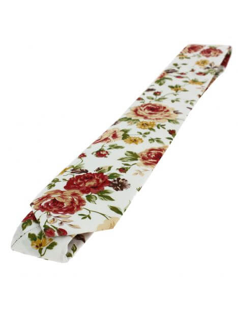 Cravate Liberty en coton, Pivoine rouge Clj Charles Le Jeune