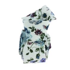 Cravate Liberty en coton, Pivoines ciel et bleues Clj Charles Le Jeune