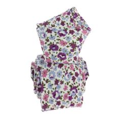 Cravate Liberty en coton, Petites fleurs roses et mauves Clj Charles Le Jeune