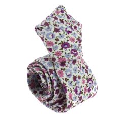 Cravate Liberty en coton, Petites fleurs roses et mauves Clj Charles Le Jeune 2