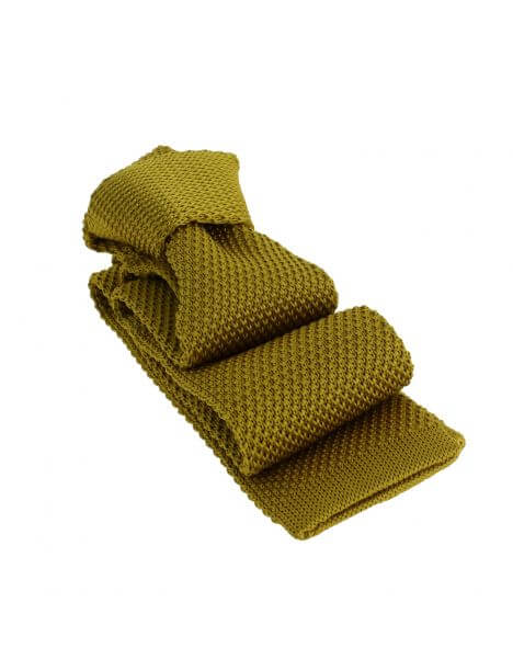 Cravate Tricot unie, Jaune cuivre. Arcobaleno Clj Charles Le Jeune