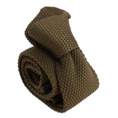 Cravate Tricot unie, Marron écorce. Arcobaleno Clj Charles Le Jeune 2