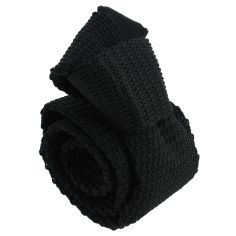 Cravate Tricot unie, Noir Charbon. Arcobaleno, grosse maille Clj Charles Le Jeune 2