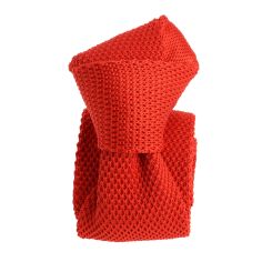 Cravate Tricot unie, Rouge coquelicot. Arcobaleno Clj Charles Le Jeune