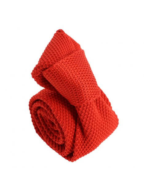 Cravate Tricot unie, Rouge coquelicot. Arcobaleno Clj Charles Le Jeune