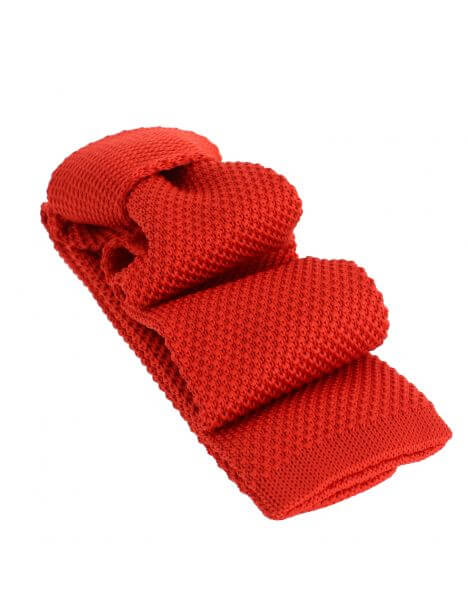 Cravate Tricot unie, Rouge coquelicot. Arcobaleno Clj Charles Le Jeune