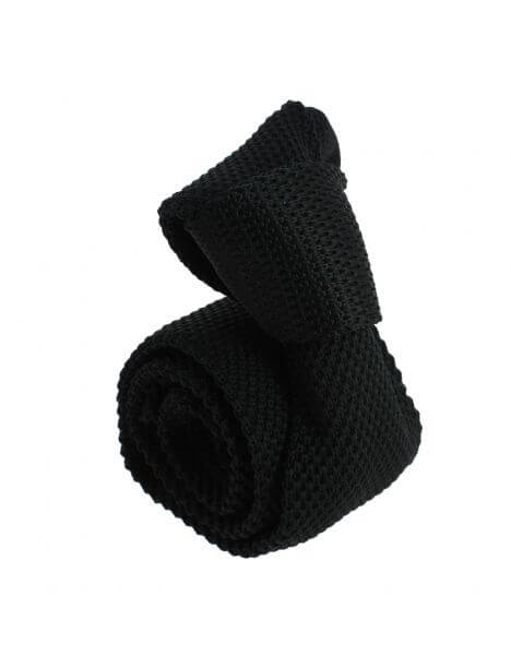 Cravate Tricot unie, Noir pétrole. Arcobaleno Clj Charles Le Jeune