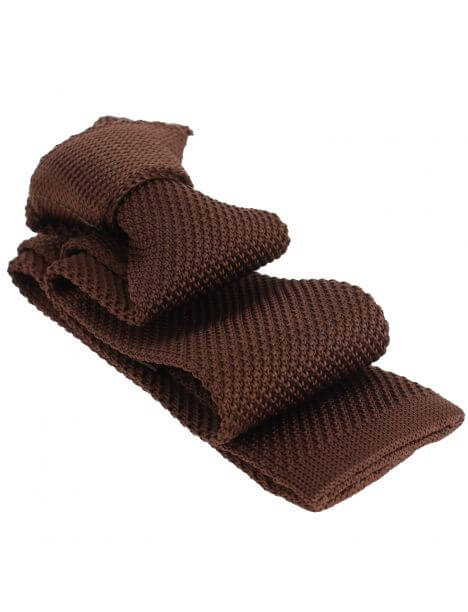Cravate Tricot unie, Marron cacao. Arcobaleno Clj Charles Le Jeune