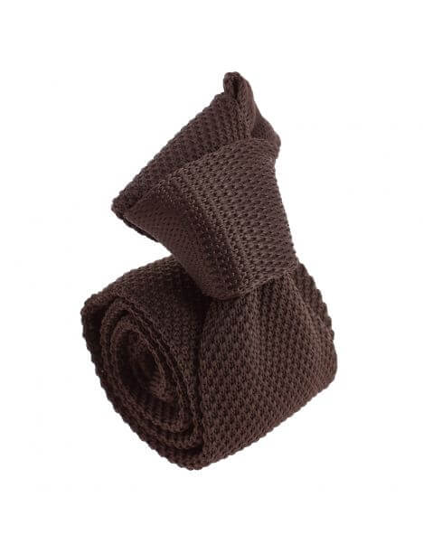 Cravate Tricot unie, Marron terre. Arcobaleno Clj Charles Le Jeune